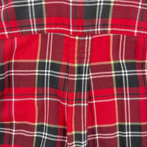 Chandler Hill Blouse Womens Small Red Plaid Long Sleeve Button Up Collar Pocket - Picture 6 of 12